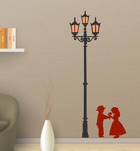 1bhaav Cute Couple Under Road Light Decorative Wall Sticker