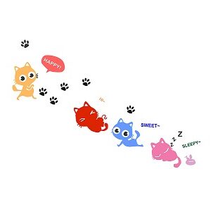1bhaav Colourful Cats happly Sweet Sleepy Decorative Wall Sticker