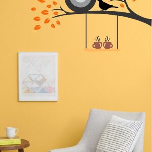 1bhaav Beautiful Tree Branch with Coffee Mug Birds Wall Sticker