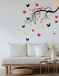 1bhaav Colorful Tree Branch with Flying Birds Wall Sticker