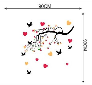1bhaav Colorful Tree Branch with Flying Birds Wall Sticker