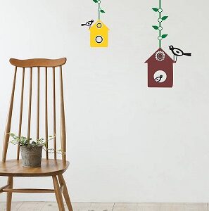 1bhaav Hanging Cages with Birds Decorative Wall Sticker