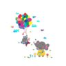 1bhaav Baby Elephant Colourful Ballons Decorative Wall Sticker