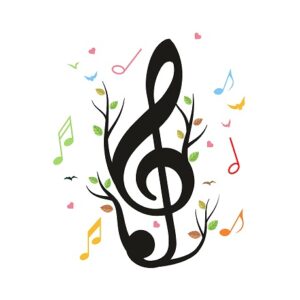 1bhaav Music Sign with Colorful dots Leaves PVC Vinyl Multicolor Wall Sticker , also known as wall decals or wall art, are decorative elements
