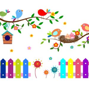1bhaav Colorful Cartoon Design with Birds or Bird House PVC Vinyl , also known as wall decals or wall art, are decorative elements