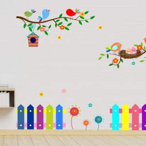 1bhaav Colorful Cartoon Design with Birds or Bird House PVC Vinyl , also known as wall decals or wall art, are decorative elements