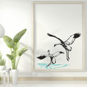 1bhaav Flamingo Bird in Water PVC Vinyl Multicolor Wall Sticker