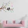1bhaav Love cat on Tree with Birds PVC Vinyl Multicolor Wall Sticker
