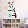 1bhaav Colorful Birds on Tree PVC Vinyl Multicolor Wall Sticker