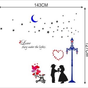 1bhaav Couple Love Heart in Street Light with Moon Stars PVC Vinyl Multicolor