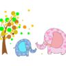 1bhaav Cartoon Elephant Family Tree Colorful PVC Vinyl Multicolor
