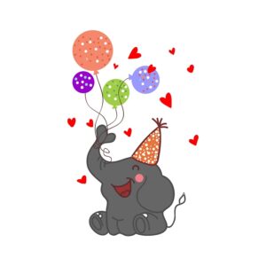 1bhaav Elephant Play with Balloon Heart PVC Vinyl Multicolor