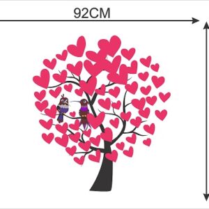 1bhaav Birds on Heart Leaves Tree PVC Vinyl Multicolor