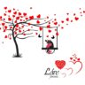 1bhaav Heart Shape Tree with cat Love Forever Wall Sticker