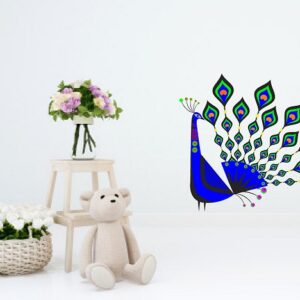 1bhaav Colorful Peacock Blue Design Beautiful PVC Vinyl Multicolor