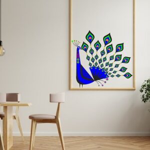 1bhaav Colorful Peacock Blue Design Beautiful PVC Vinyl Multicolor