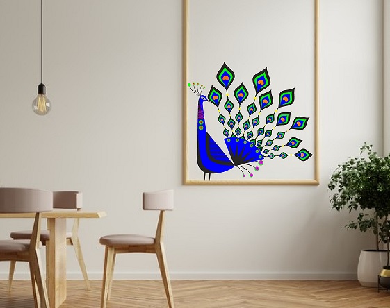 WD79-E 1bhaav Colorful Peacock Blue Design Beautiful PVC Vinyl Multicolor