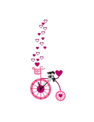 WD80 1bhaav Couple Love on Cycle Heart PVC Vinyl Multicolor Wall Sticker, also known as wall decals or wall art, are decorative elements