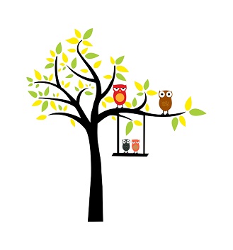 WD86 1bhaav Beautiful Tree with owl PVC Vinyl Multicolor Wall Sticker