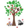 1bhaav Beautiful Tree with squral and Fox Flower Wall Sticker