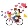 1bhaav Couple Love on Cycle Heart Baloon PVC Vinyl Multicolor Wall Sticker also known as wall decals or wall art