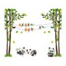 1bhaav Playing Pandas Birds Sitting on Tree Wall Sticker