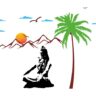 1bhaav Maditating Shiva on Kailash Mountain Sun Birds Tree PVC Vinyl Multicolor also known as wall decals or wall art